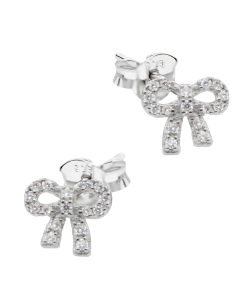 Pretty Bow Gem Silver Stud Earring STS-7090